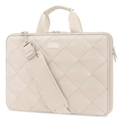 MOSISO 360 Protective Laptop Shoulder Bag, 13-15.6 inch Double Layer Fluffy Padded Laptop Bag with Anti-theft Zipper Compatible with MacBook Pro 16 inch, HP, Dell, Lenovo, Asus Notebook, Sand iMosiso