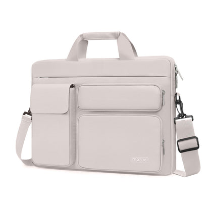 MOSISO Laptop Shoulder Bag, 13-17.3 Inch Notebook Case with 2 Raised & 1 Flapover Horizontal Pockets, Handle & Luggage Strap Fits MacBook Air Pro HP Dell Asus Lenovo