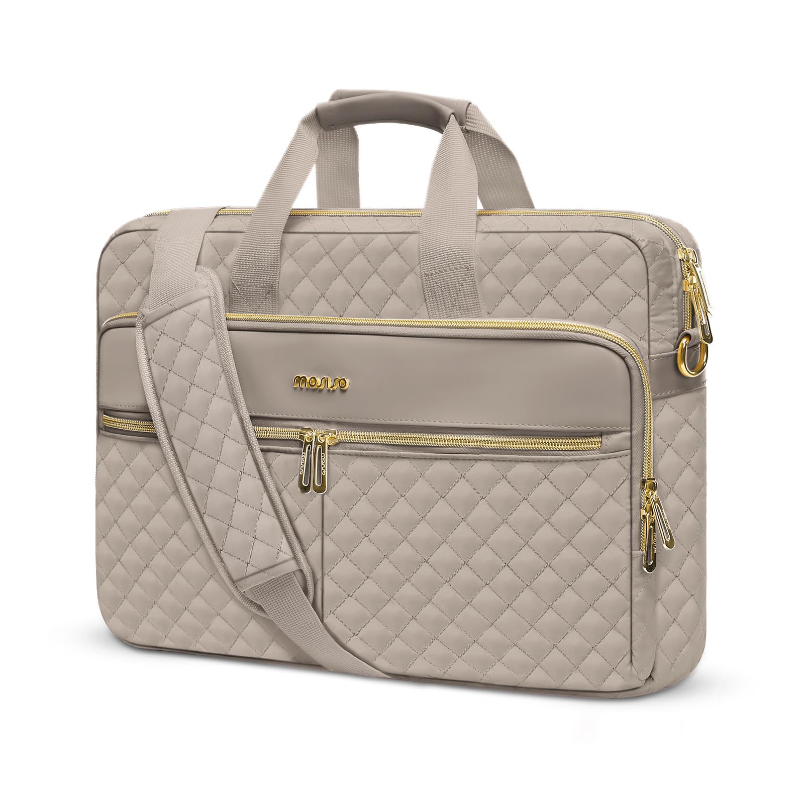MOSISO 13.3-17.3 inch Laptop Bag, Briefcase for Women&Men,Square Quilted Computer Messenger Bag Office Travel Business with 3 Pockets&Strap iMosiso