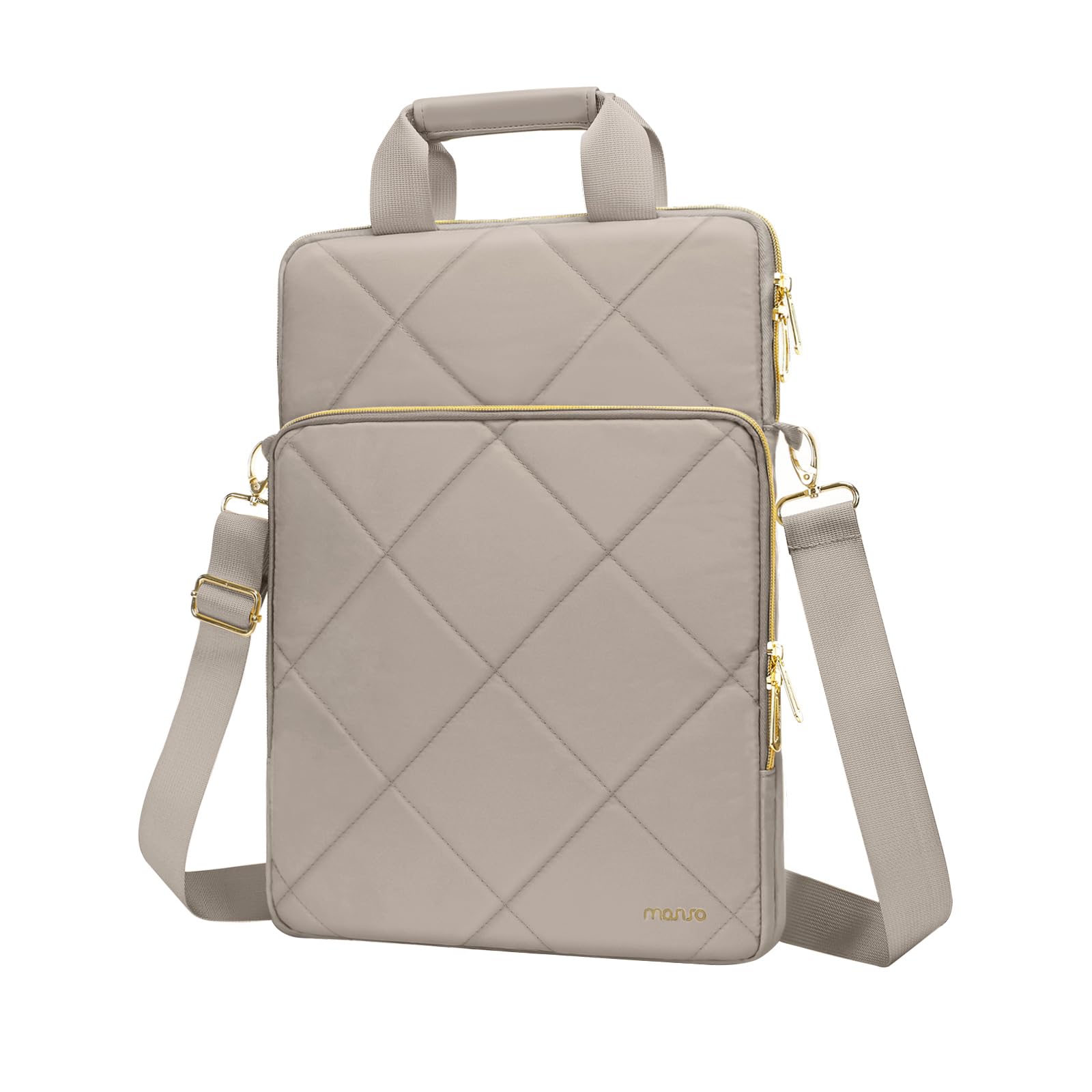 MOSISO Vertical Laptop Shoulder Bag,Computer Bag,Rhombus Quilted Messenger Bag with Front Pocket&Handle&Belt iMosiso