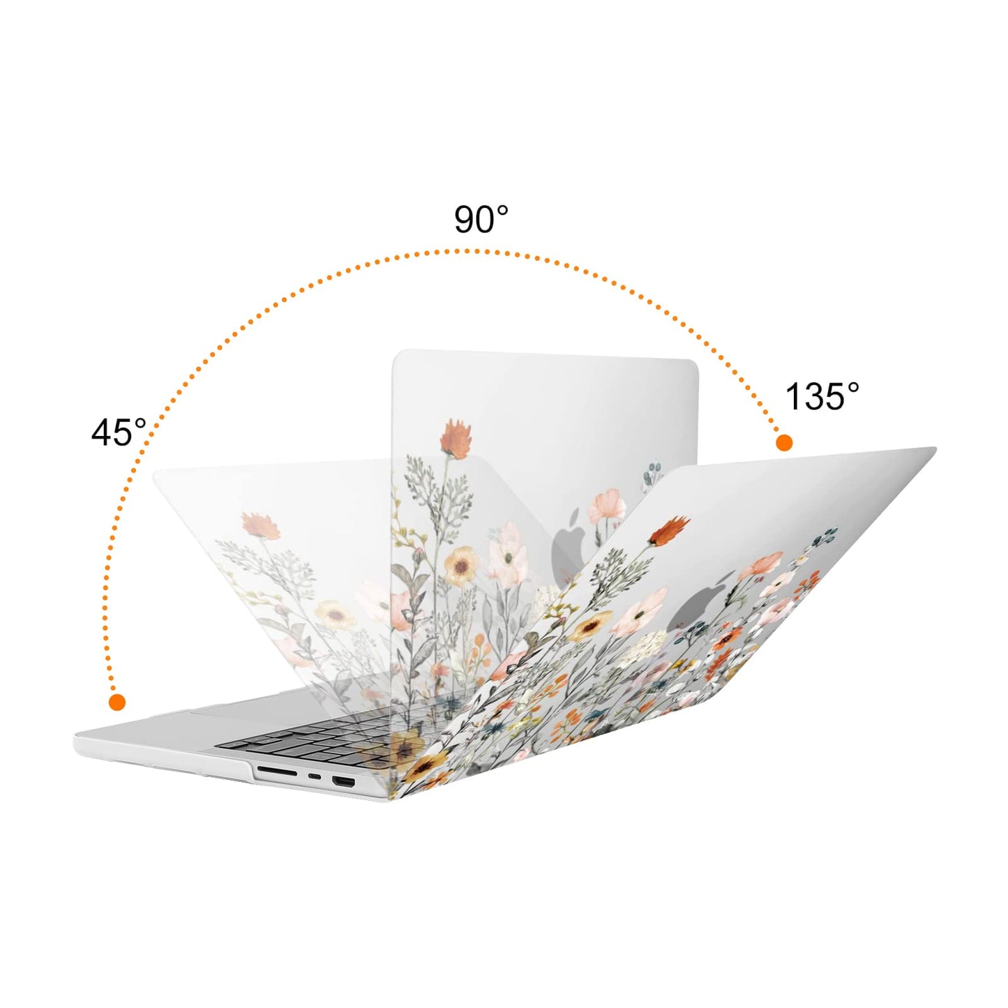 MOSISO Compatible with MacBook Pro 14 inch Case 2025-2021 M4 M3 M2 M1 A3112 A3185 A3401 A2918 A2992 A2779 A2442, Plastic Garden Flowers Hard Shell Case&Keyboard Cover&Screen Protector, Transparent