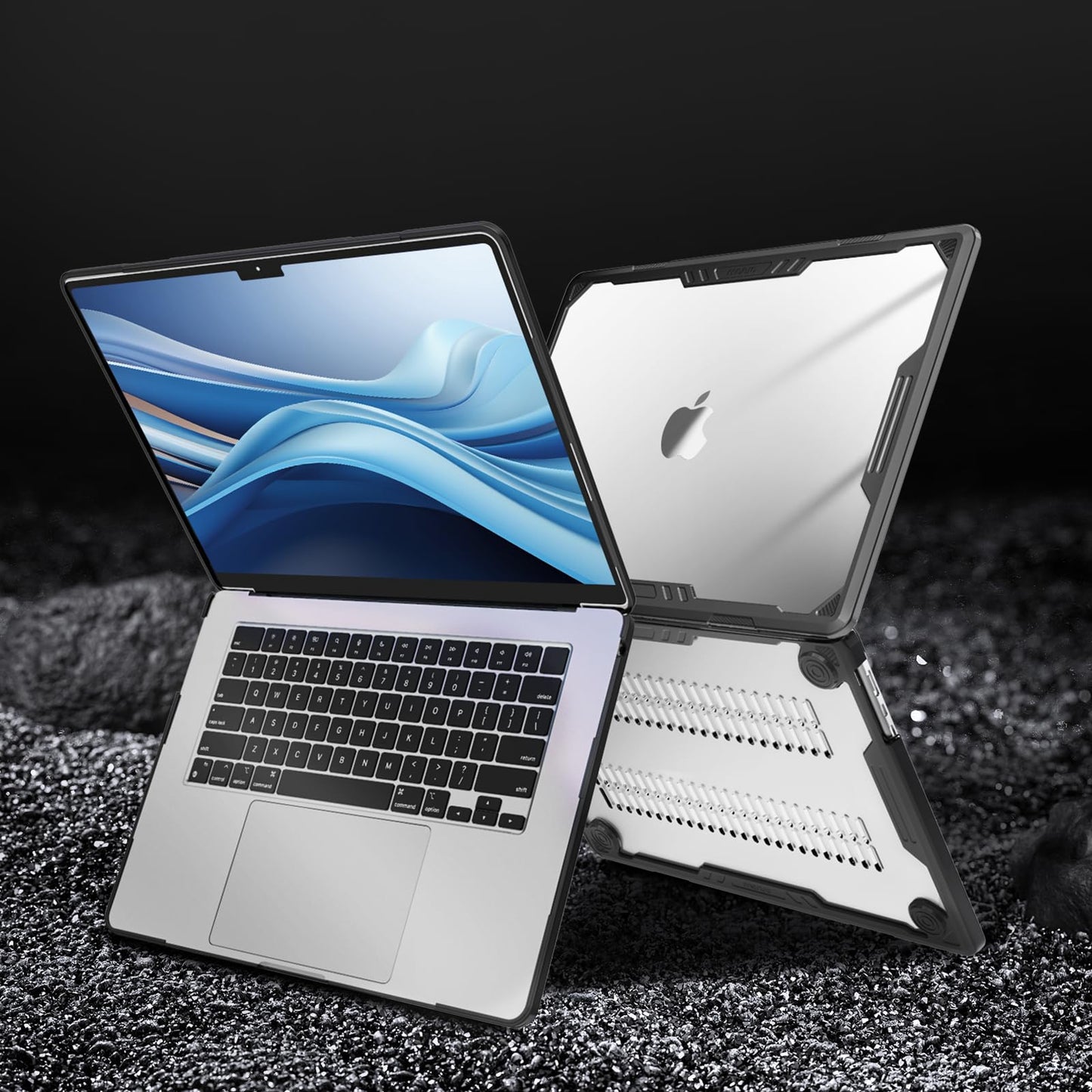 MOSISO Compatible with MacBook Air 15 inch Case M5 2026 M4 M3 M2 2025-2023 A3448 A3241 A3114 A2941,Symmetric Geometric Heavy Duty Protective Hard Shell with TPU Bumper&Keyboard Skin&Type C