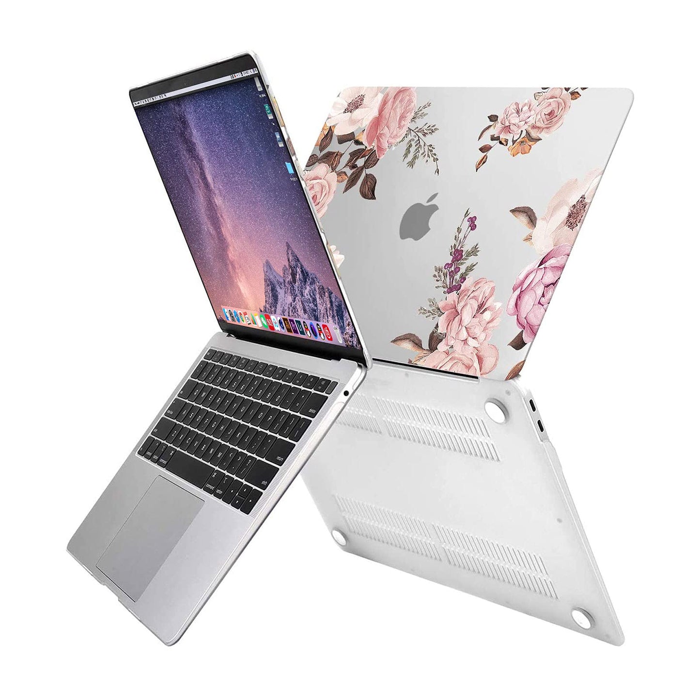 MOSISO Compatible with MacBook Air 13 inch Case 2022 2021 2020 2019 2018 Release A2337 M1 A2179 A1932, Plastic Peony Hard Shell&Keyboard Cover&Screen Protector for MacBook Air 13.3 inch, Transparent