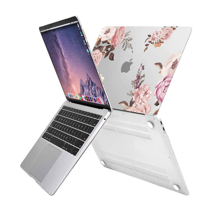 MOSISO Compatible with MacBook Air 13 inch Case 2022 2021 2020 2019 2018 Release A2337 M1 A2179 A1932, Plastic Peony Hard Shell&Keyboard Cover&Screen Protector for MacBook Air 13.3 inch, Transparent