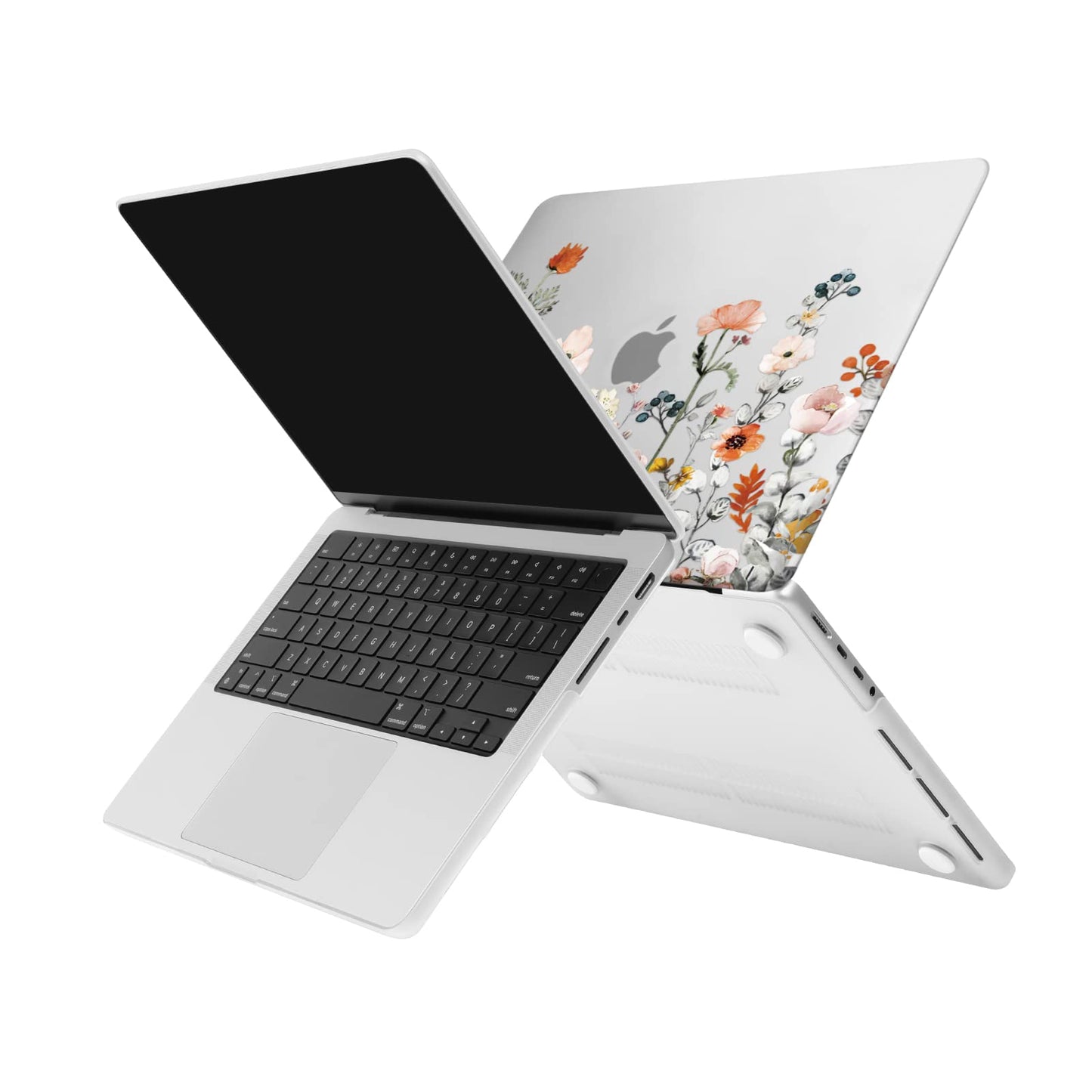 MOSISO Compatible with MacBook Pro 14 inch Case 2025-2021 M4 M3 M2 M1 A3112 A3185 A3401 A2918 A2992 A2779 A2442, Plastic Garden Flowers Hard Shell Case&Keyboard Cover&Screen Protector, Transparent