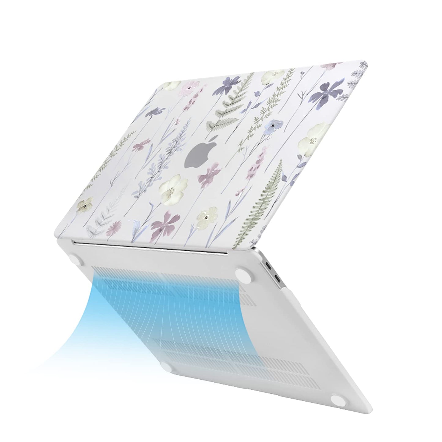 MOSISO Compatible with MacBook Air 13 inch Case 2022 2021 2020 2019 2018 A2337 M1 A2179 A1932, Plastic Meadow Floral Hard Shell&Keyboard Cover&Screen Film for MacBook Air 13.3 inch Case, Transparent