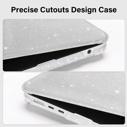 MOSISO Compatible with MacBook Air 15 inch Case 2025 2024 2023 Release M4 A3241 M3 A3114 M2 A2941, Sparkly Glitter Plastic Hard Shell&Keyboard Cover&Screen Protector&Webcam Cover&Type C, Transparent