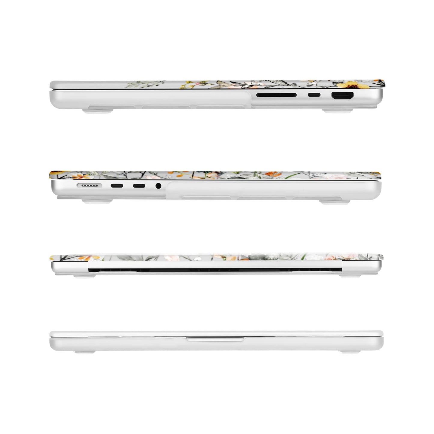 MOSISO Compatible with MacBook Pro 14 inch Case 2025-2021 M4 M3 M2 M1 A3112 A3185 A3401 A2918 A2992 A2779 A2442, Plastic Garden Flowers Hard Shell Case&Keyboard Cover&Screen Protector, Transparent