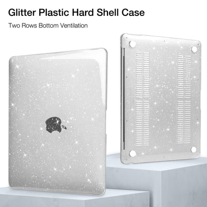 MOSISO Compatible with MacBook Air 15 inch Case 2025 2024 2023 Release M4 A3241 M3 A3114 M2 A2941, Sparkly Glitter Plastic Hard Shell&Keyboard Cover&Screen Protector&Webcam Cover&Type C, Transparent