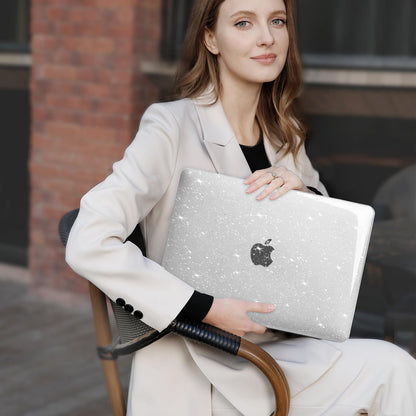 MOSISO Compatible with MacBook Air 15 inch Case 2025 2024 2023 Release M4 A3241 M3 A3114 M2 A2941, Sparkly Glitter Plastic Hard Shell&Keyboard Cover&Screen Protector&Webcam Cover&Type C, Transparent
