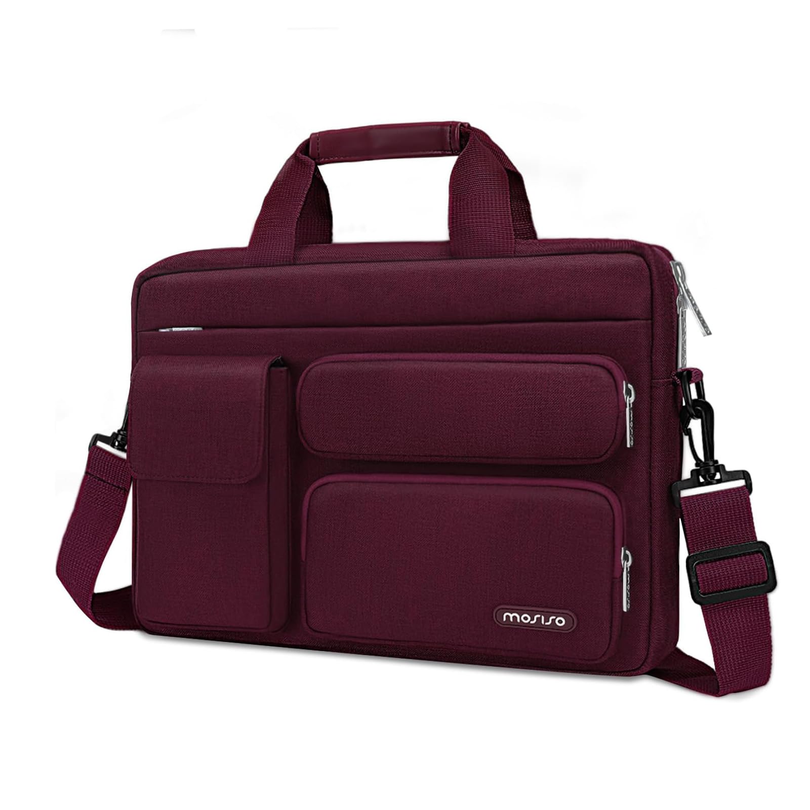 MOSISO Laptop Shoulder Bag 13-17.3 inch, 13 inch Computer Bag Compatible with MacBook Air M4 M3 M2 M1 2025-2018/Pro M2 M1 2025-2016 with 2 Raised&1 Flapover&1 Horizontal Pocket&Handle&Belt, Black iMosiso