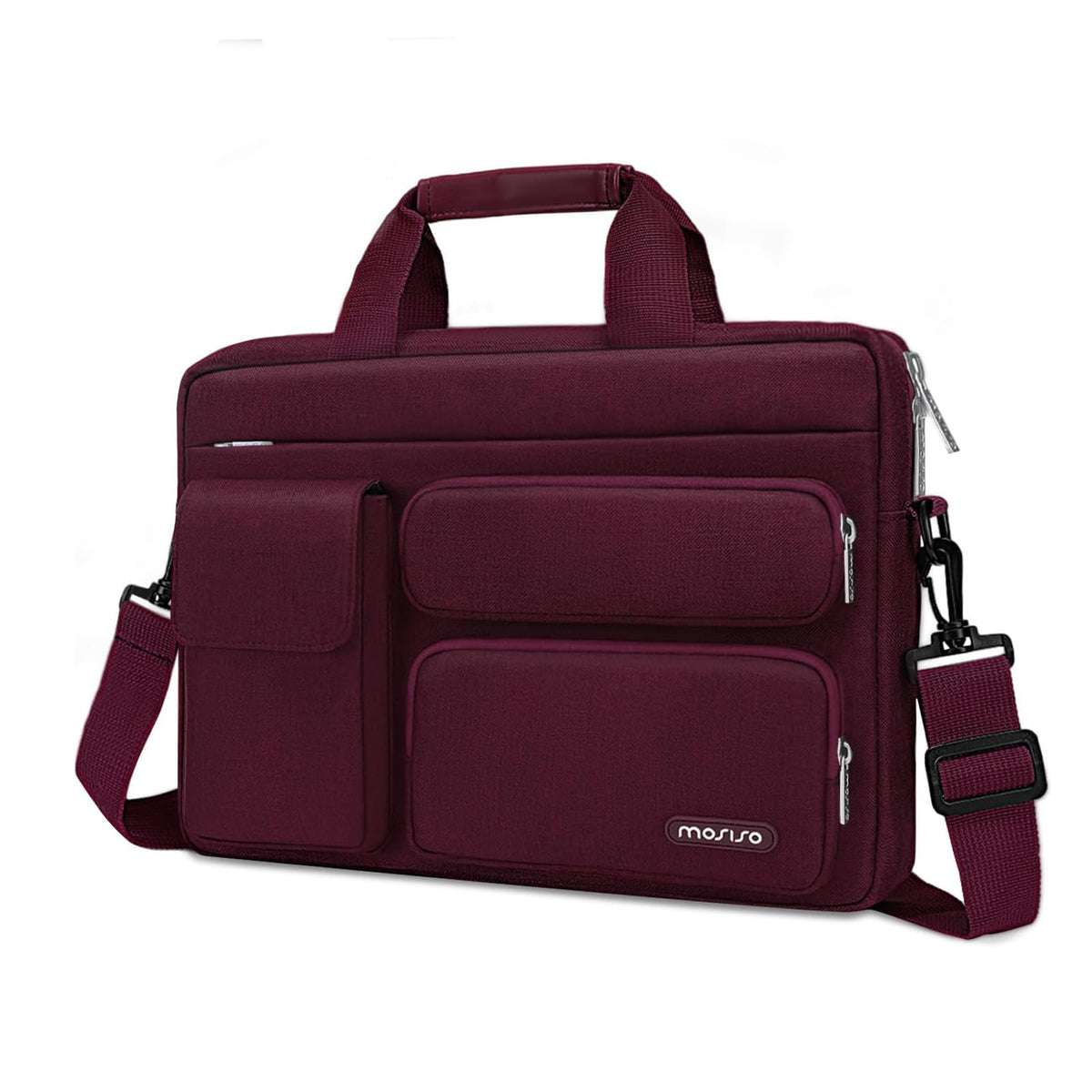MOSISO Laptop Shoulder Bag 13-17.3 inch - Fits MacBook Pro 16, HP, Dell, Lenovo - 2 Raised Pockets, 1 Flapover & 1 Horizontal Pocket + Handle & Belt