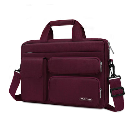 MOSISO Laptop Shoulder Bag, 13-17.3 Inch Notebook Case with 2 Raised & 1 Flapover Horizontal Pockets, Handle & Luggage Strap Fits MacBook Air Pro HP Dell Asus Lenovo