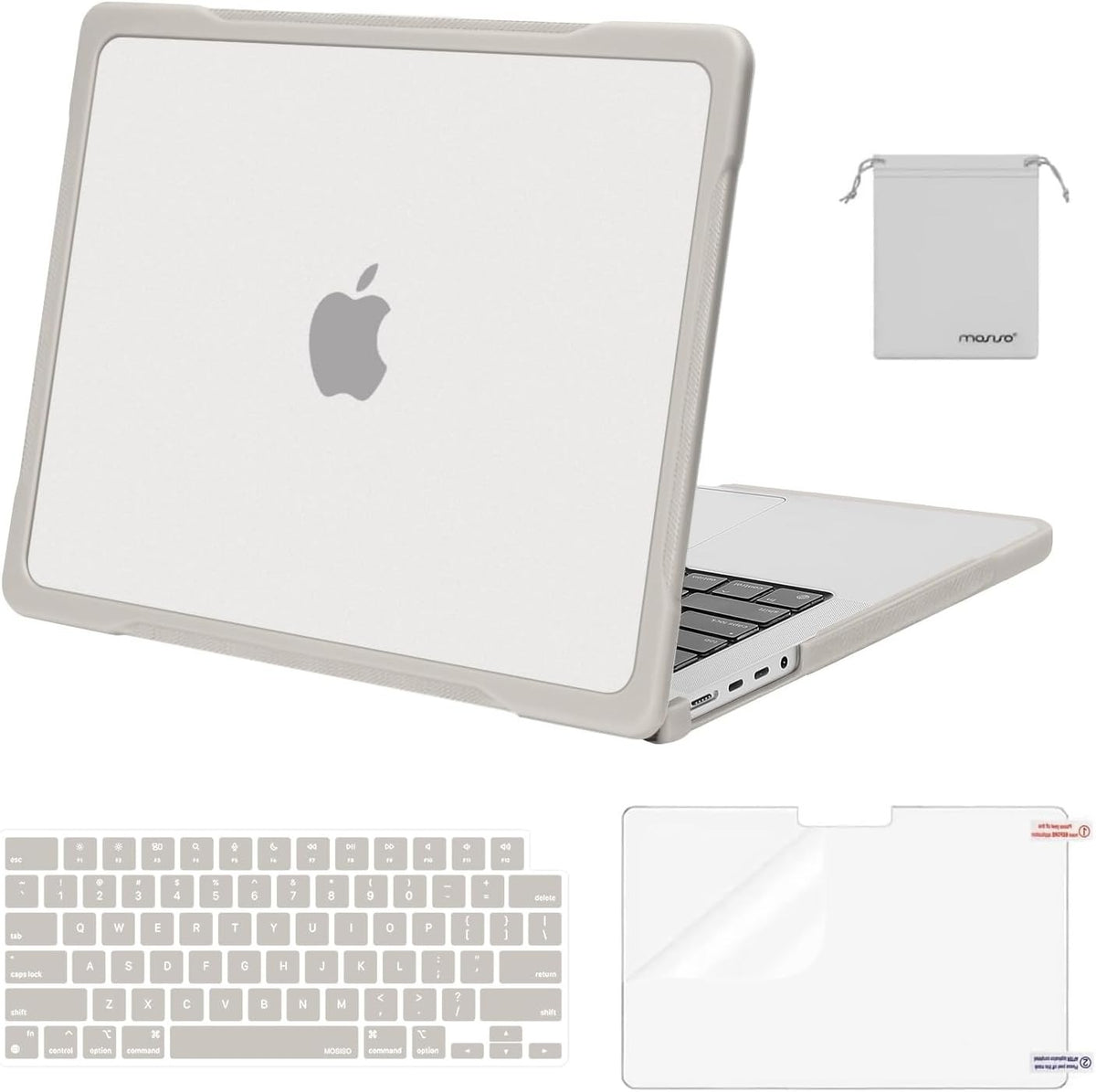 MOSISO MacBook Pro 14 inch Case M5-M1 2026-2021 A3427 A3426 A3434 A3112 A3185 A3401 A2918 A2992 A2779 A2442, 4-in-1 Anti-Crack Hard Shell TPU Bumper