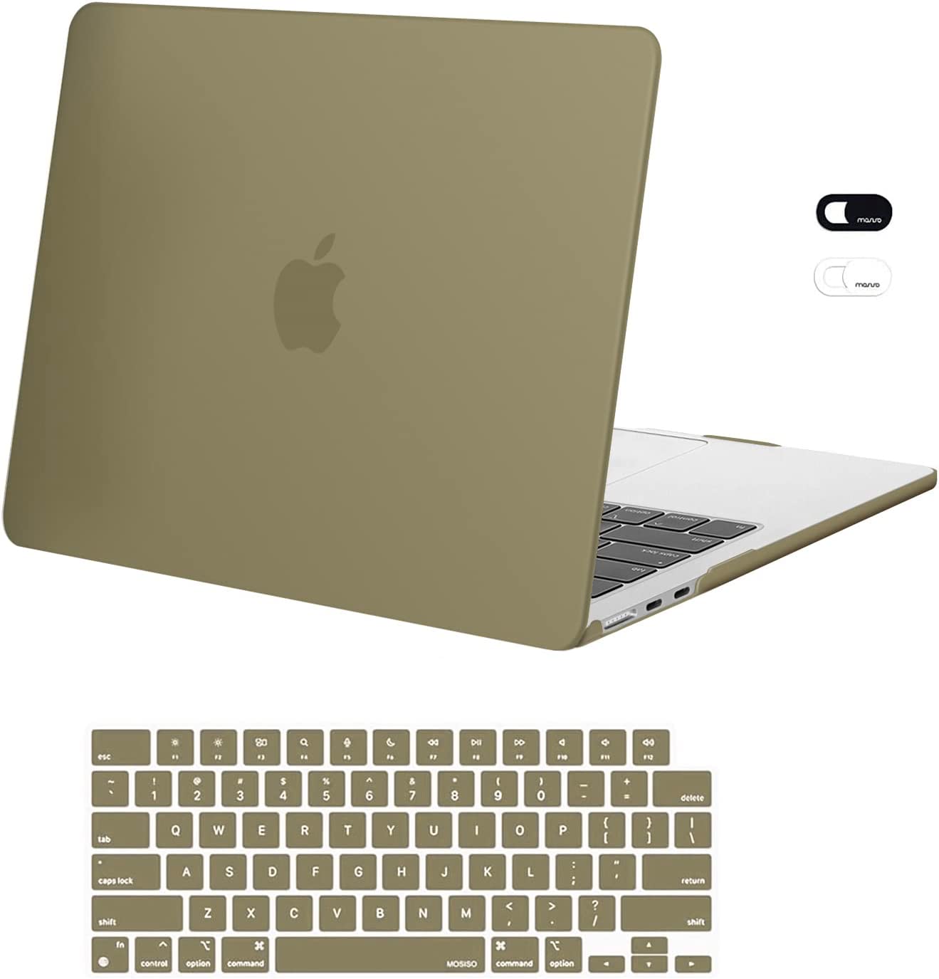 MOSISO Compatible with MacBook Air 13.6 inch Case 2022 Release A2681 M2 Chip with Liquid Retina Display & Touch ID, Protective Plastic Hard Shell Case & Keyboard Cover & Webcam Cover, Olive Yellow iMosiso