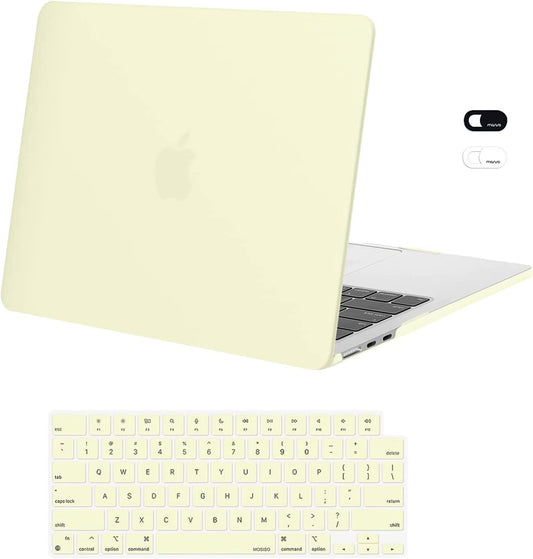 MOSISO Compatible with MacBook Air 13.6 inch Case 2022 Release A2681 M2 Chip with Liquid Retina Display & Touch ID, Protective Plastic Hard Shell Case & Keyboard Cover & Webcam Cover, Pastel Yellow iMosiso