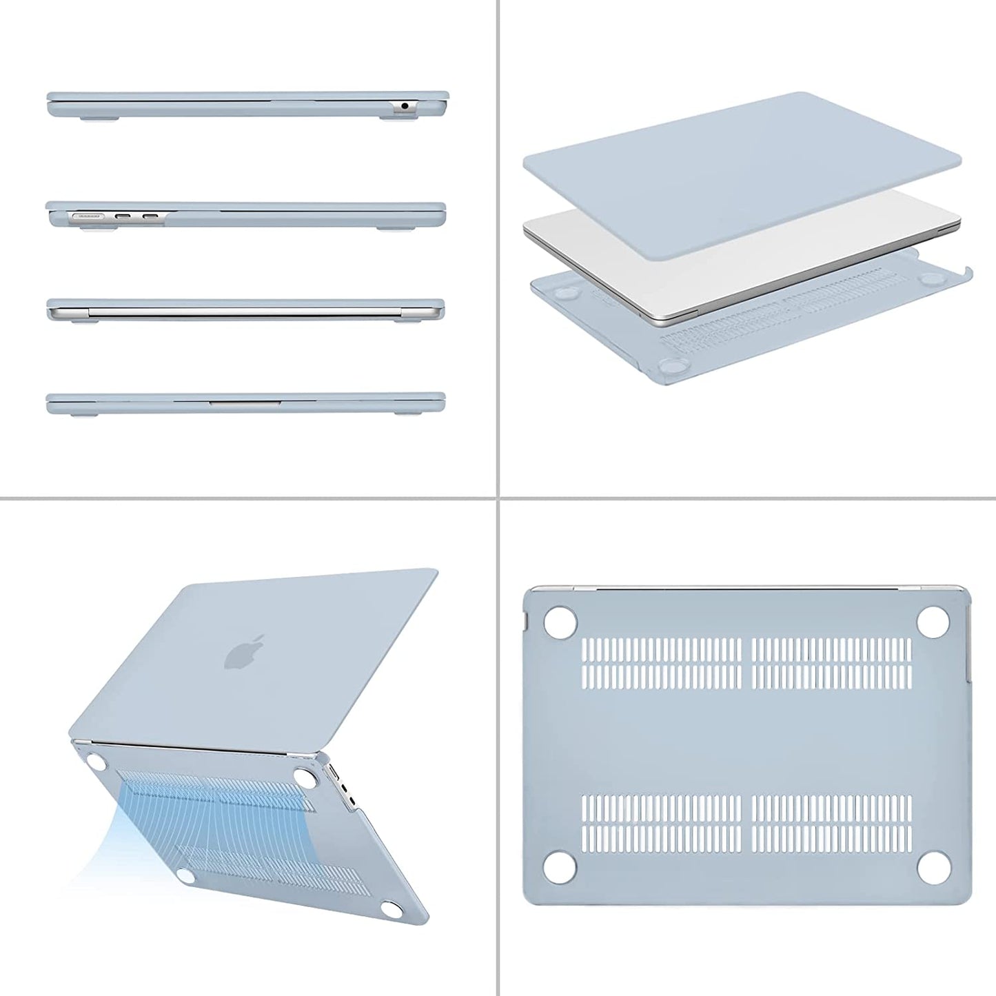 MOSISO Compatible with MacBook Air 13.6 inch Case 2022 Release A2681 M2 Chip with Liquid Retina Display & Touch ID, Protective Plastic Hard Shell Case & Keyboard Cover Skin, Baby Blue iMosiso