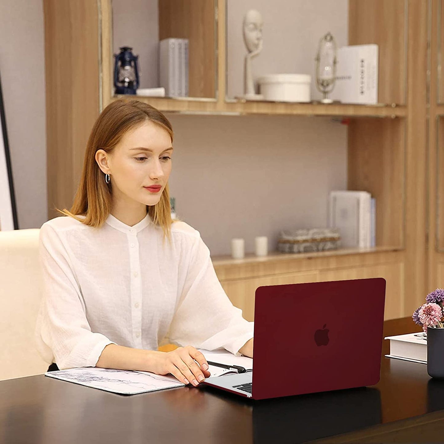 MOSISO Compatible with MacBook Air 13.6 inch Case 2022 2023 Release A2681 M2 Chip with Liquid Retina Display & Touch ID, Protective Plastic Hard Shell Case & Keyboard Cover Skin, Burgundy iMosiso