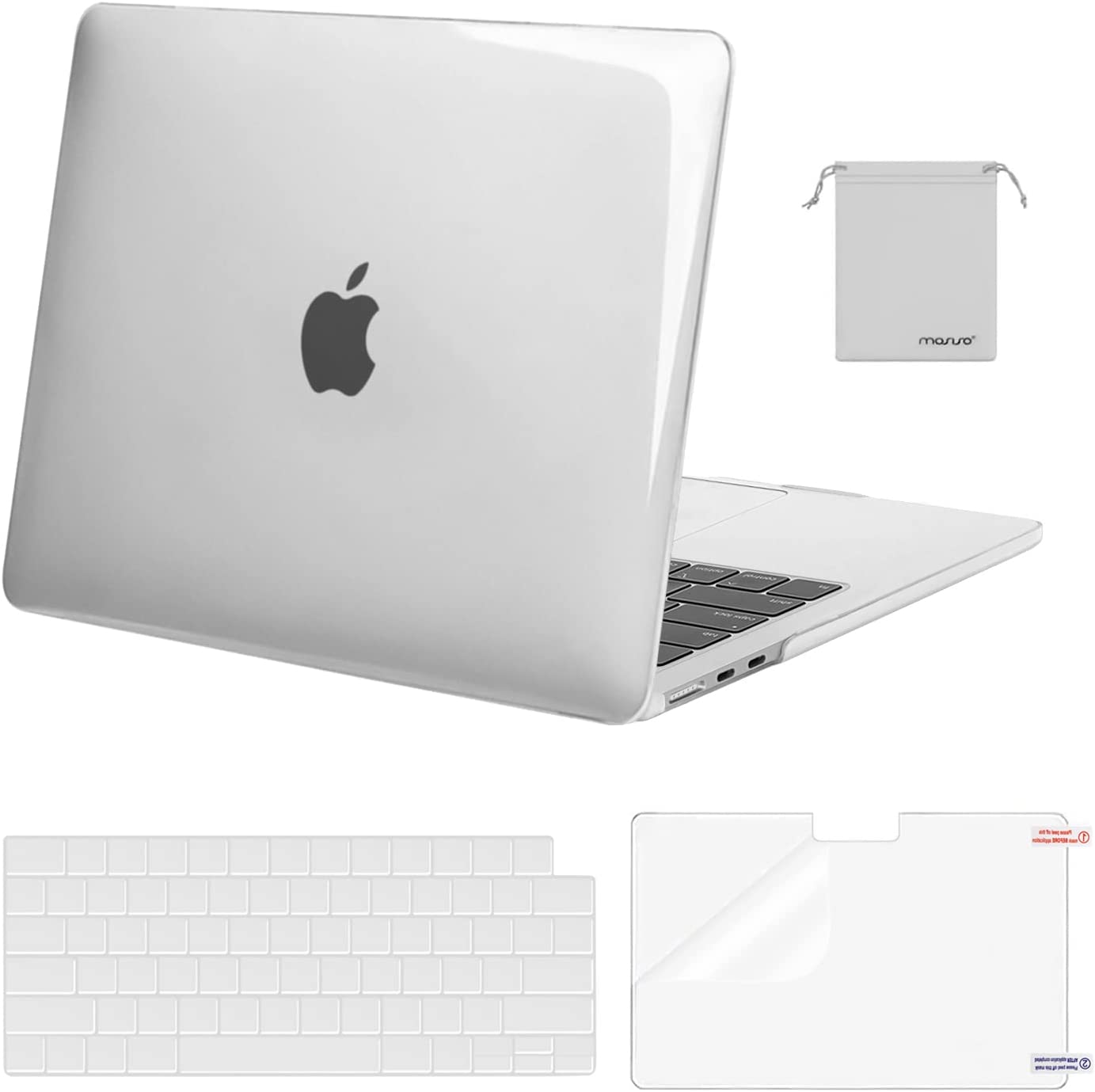 MOSISO Compatible with MacBook Air 13.6 inch Case 2022 Release A2681 M2 Chip with Liquid Retina Display Touch ID, Plastic Hard Shell Case&Keyboard Cover&Screen Protector&Storage Bag, Crystal Clear iMosiso