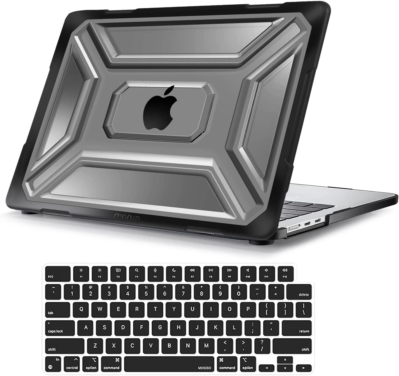 MOSISO Compatible with MacBook Air 13.6 inch Case 2022 2023 Release A2681 M2 Chip with Touch ID, Heavy Duty Plastic Hard Shell Case with TPU Bumper & Keyboard Cover, Black iMosiso