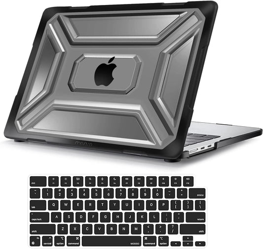 MOSISO Compatible with MacBook Air 13.6 inch Case 2022 2023 Release A2681 M2 Chip with Touch ID, Heavy Duty Plastic Hard Shell Case with TPU Bumper & Keyboard Cover, Black iMosiso