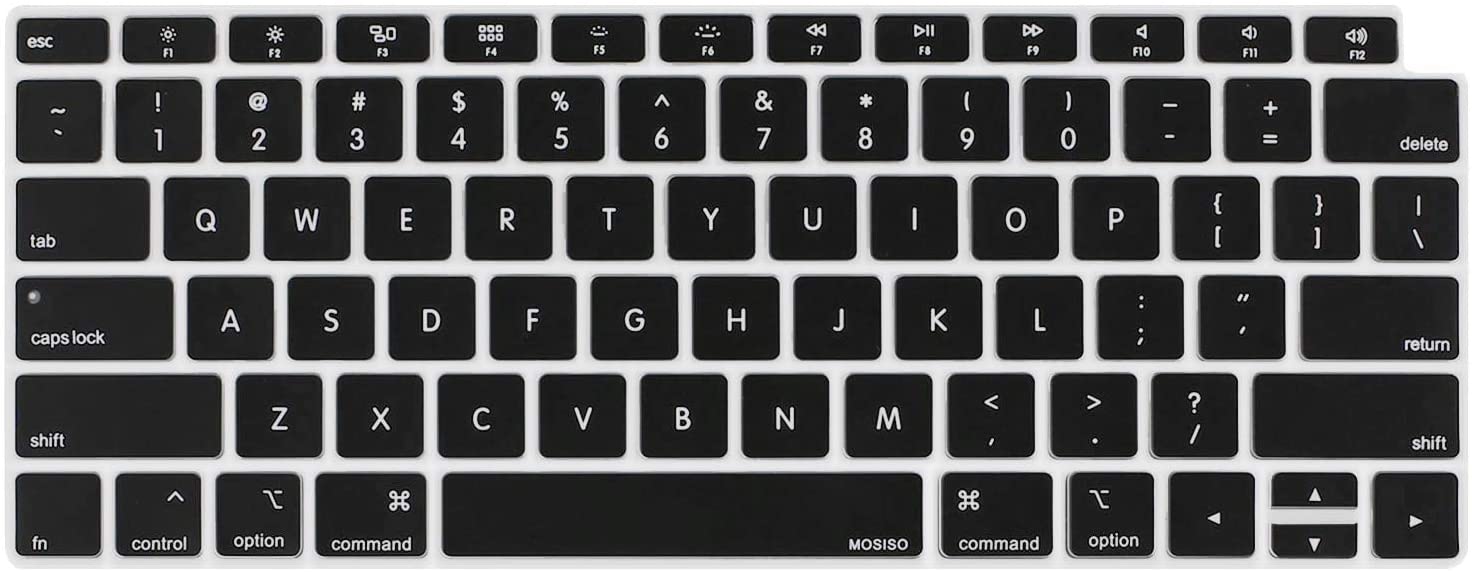 MOSISO Keyboard Cover Compatible with MacBook Air 13 inch 2019 2018 Release A1932 Retina Display with Touch ID, Waterproof Dust-Proof Protective Silicone Skin, Black iMosiso