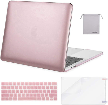 MOSISO Compatible with MacBook Pro 13 inch Case 2020-2016 Release A2338 M1 A2289 A2251 A2159 A1989 A1706 A1708, Plastic Hard Shell Case&Keyboard Cover Skin&Screen Protector&Storage Bag, Rose Gold iMosiso