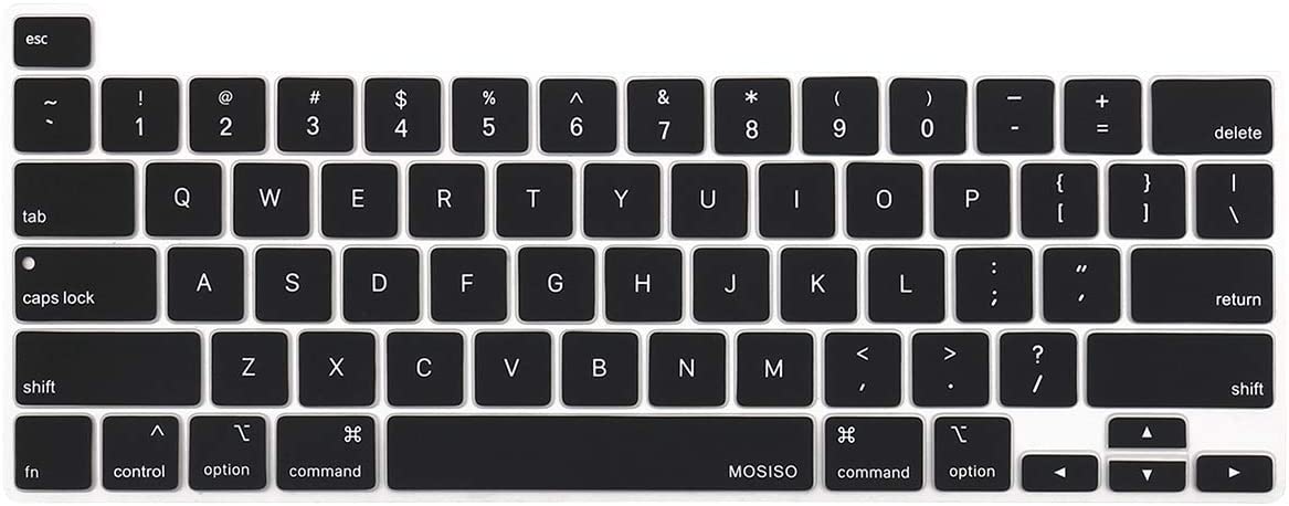 MOSISO Keyboard Cover Compatible with 2020 MacBook Pro 13 inch A2338 M1 A2289 A2251 & 2019 MacBook Pro 16 inch A2141 with Touch ID & Retina Display, Protective Silicone Skin, Black iMosiso