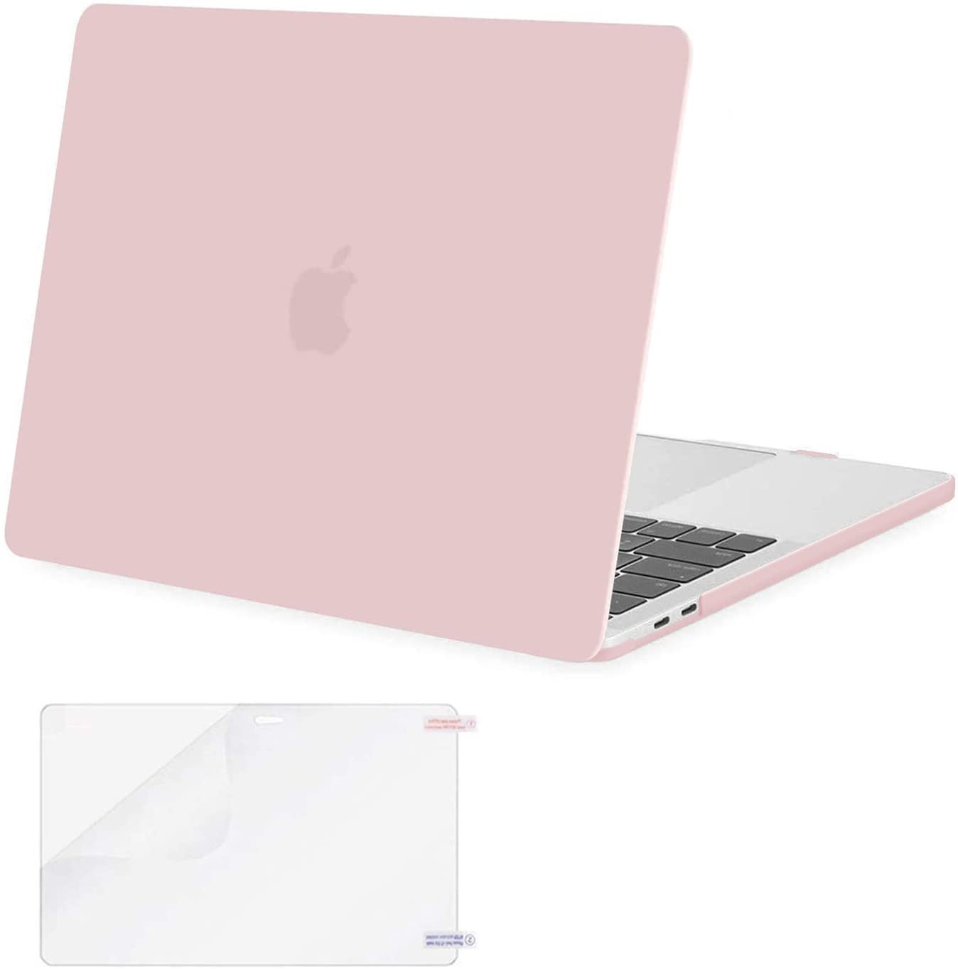 MOSISO Compatible with MacBook Pro 13 inch Case 2020-2016 Release A2338 M1 A2289 A2251 A2159 A1989 A1706 A1708 with/Without Touch Bar, Plastic Hard Shell Case Cover & Screen Protector, Rose Quartz iMosiso