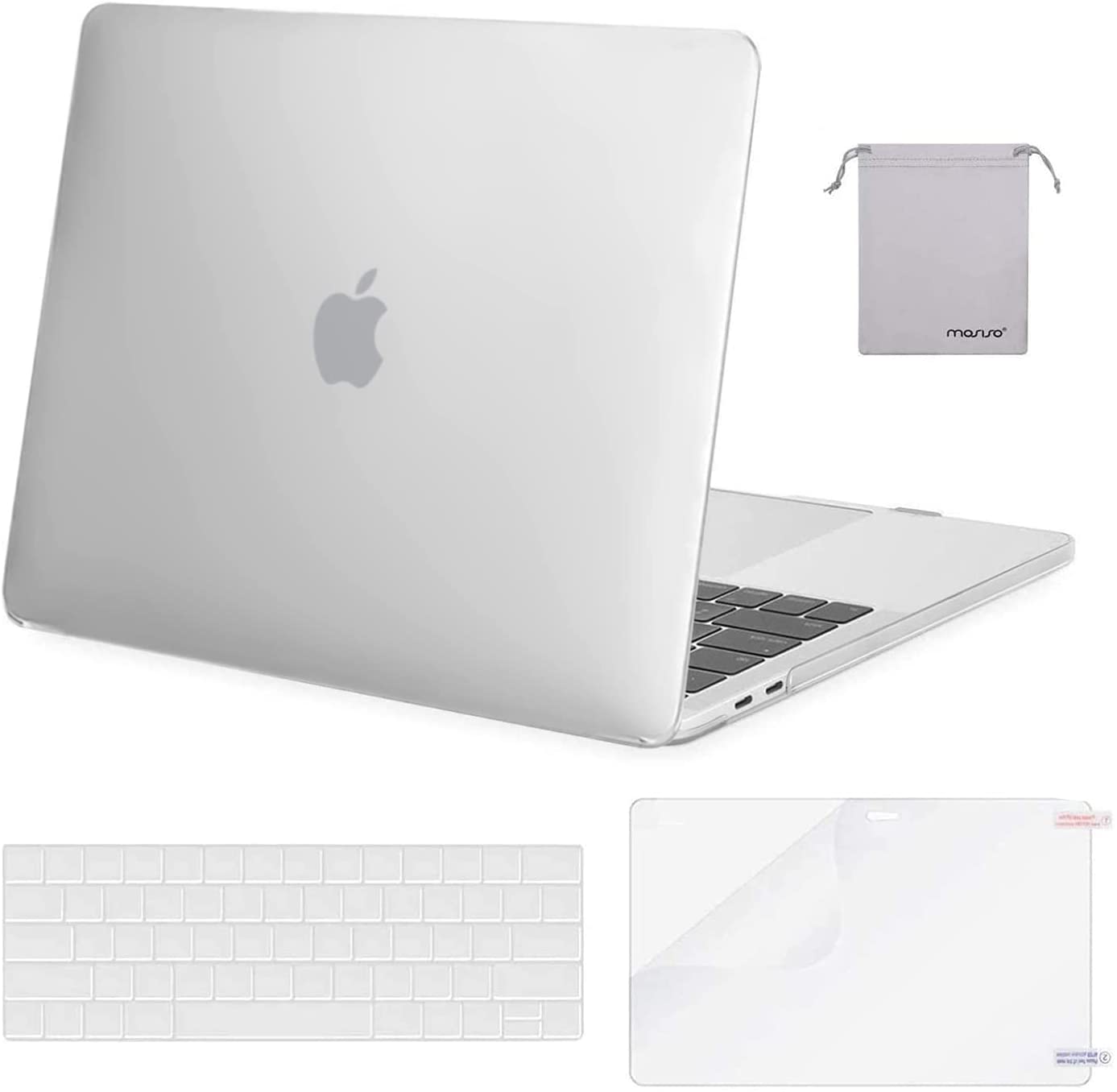 MOSISO Compatible with MacBook Pro 13 inch Case 2020-2016 Release A2338 M1 A2289 A2251 A2159 A1989 A1706 A1708, Plastic Hard Shell Case&Keyboard Cover Skin&Screen Protector&Storage Bag, Frost iMosiso