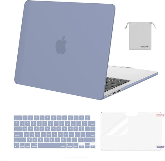 MOSISO Compatible with MacBook Air 13.6 inch Case 2022 2023 Release A2681 M2 Chip with Liquid Retina Display Touch ID, Plastic Hard Shell&Keyboard Cover&Screen Protector&Storage Bag, Lavender Gray iMosiso