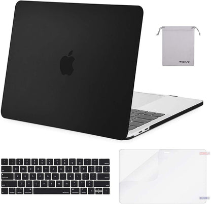 MOSISO Compatible with MacBook Pro 13 inch Case 2020-2016 Release A2338 M1 A2289 A2251 A2159 A1989 A1706 A1708, Plastic Hard Shell Case&Keyboard Cover Skin&Screen Protector&Storage Bag, Black iMosiso