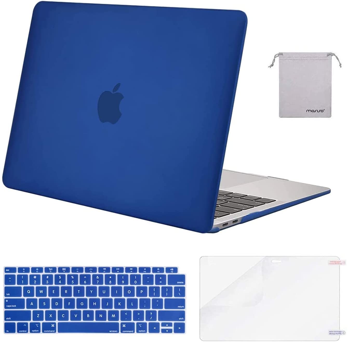 MOSISO Compatible with MacBook Air 13 inch Case 2022, 2021-2018 Release A2337 M1 A2179 A1932 Retina Display Touch ID, Plastic Hard Shell&Keyboard Cover&Screen Protector&Storage Bag, Royal Blue iMosiso