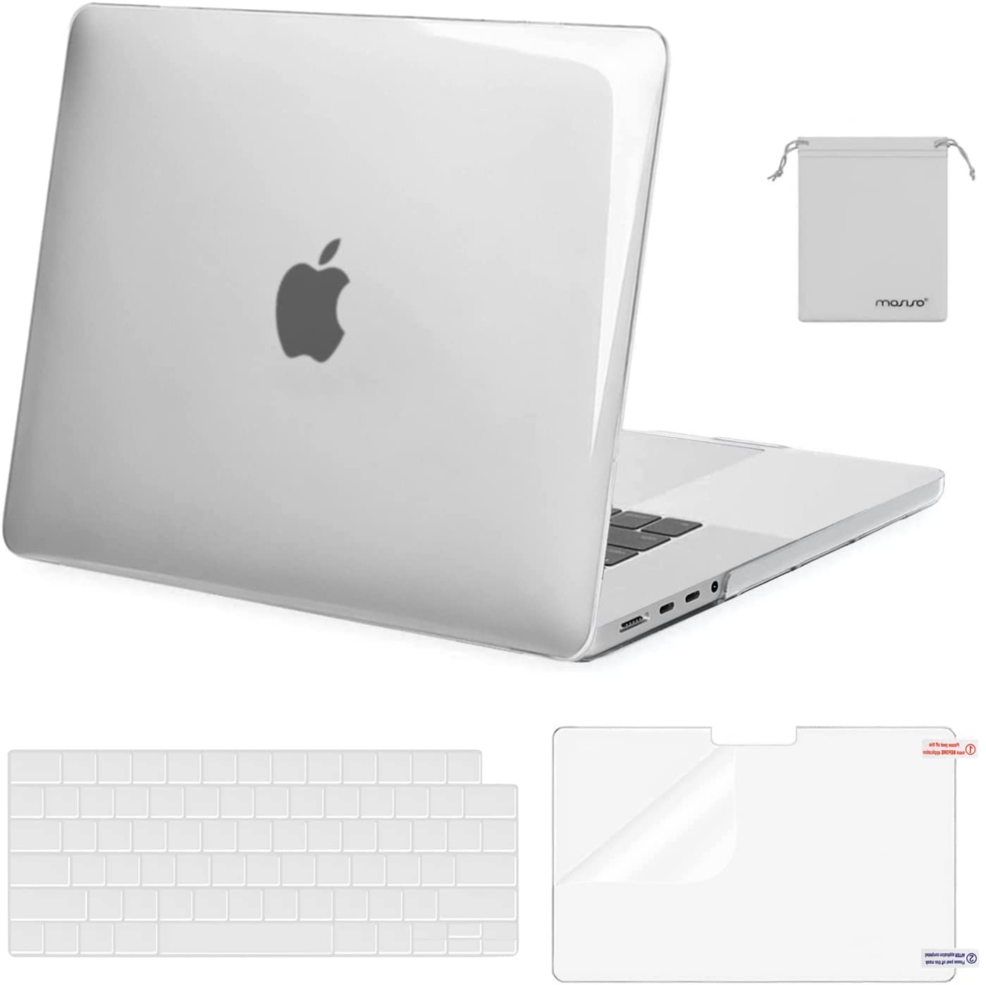 MOSISO Compatible with MacBook Pro 16 inch Case 2021 2022 Release A2485 M1 Pro/Max with Liquid Retina XDR Display Touch ID, Plastic Hard Shell&Keyboard Skin&Screen Protector&Storage Bag, Crystal Clear iMosiso