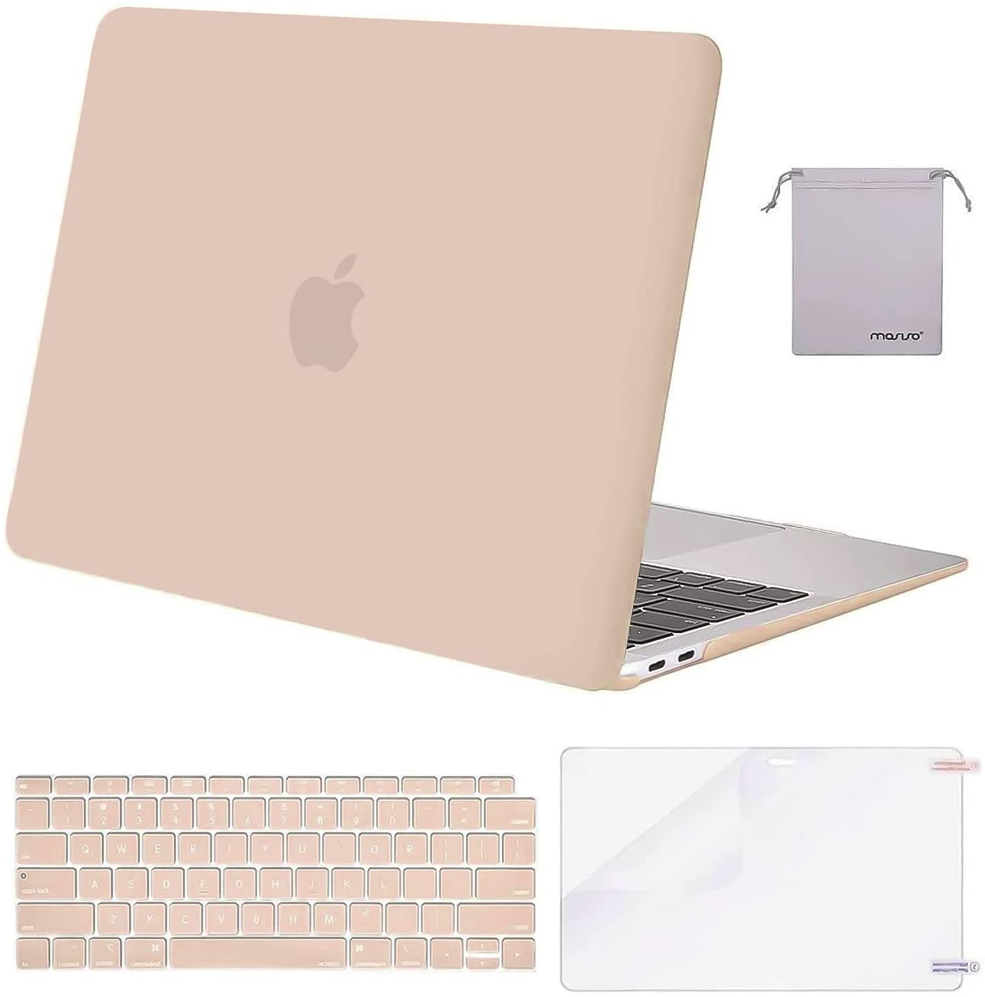 MOSISO Compatible with MacBook Air 13 inch Case 2022, 2021-2018 Release A2337 M1 A2179 A1932 Retina Display Touch ID, Plastic Hard Shell&Keyboard Cover&Screen Protector&Storage Bag, Camel iMosiso