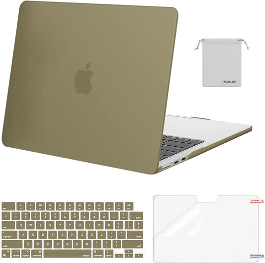 MOSISO Compatible with MacBook Air 13.6 inch Case 2022 2023 Release A2681 M2 Chip with Liquid Retina Display Touch ID, Plastic Hard Shell&Keyboard Cover&Screen Protector&Storage Bag, Olive Yellow iMosiso
