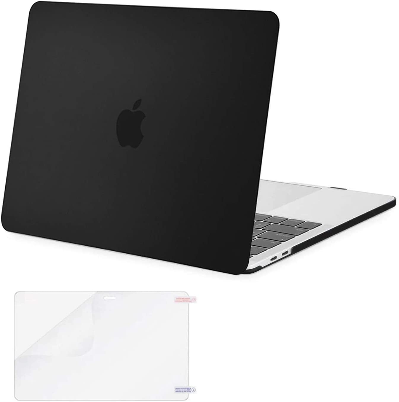 MOSISO Compatible with MacBook Pro 13 inch Case 2020-2016 Release A2338 M1 A2289 A2251 A2159 A1989 A1706 A1708 with/Without Touch Bar, Plastic Hard Shell Case Cover & Screen Protector, Black iMosiso