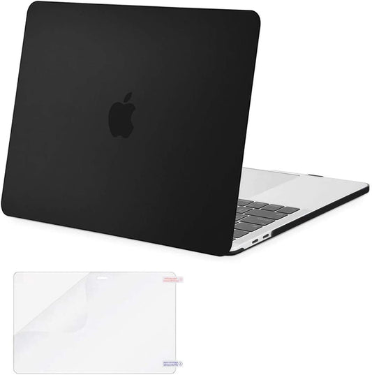 MOSISO Compatible with MacBook Pro 13 inch Case 2020-2016 Release A2338 M1 A2289 A2251 A2159 A1989 A1706 A1708 with/Without Touch Bar, Plastic Hard Shell Case Cover & Screen Protector, Black iMosiso