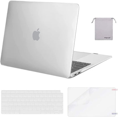 MOSISO Compatible with MacBook Air 13 inch Case 2022, 2021-2018 Release A2337 M1 A2179 A1932 Retina Display Touch ID, Plastic Hard Shell&Keyboard Cover&Screen Protector&Storage Bag, Frost iMosiso