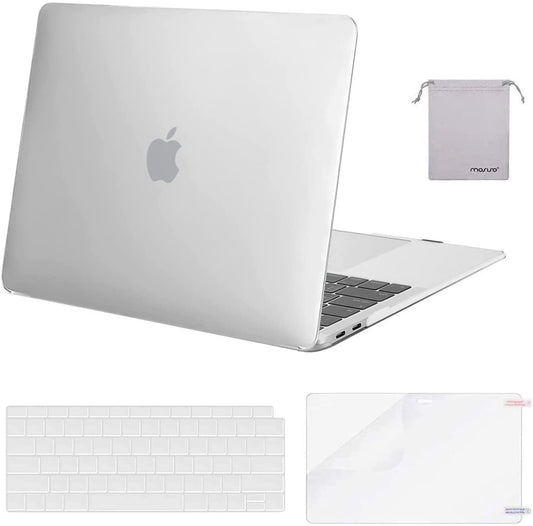 MOSISO Compatible with MacBook Air 13 inch Case 2022, 2021-2018 Release A2337 M1 A2179 A1932 Retina Display Touch ID, Plastic Hard Shell&Keyboard Cover&Screen Protector&Storage Bag, Frost iMosiso