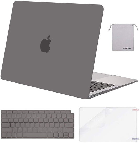 MOSISO Compatible with MacBook Air 13 inch Case 2022, 2021-2018 Release A2337 M1 A2179 A1932 Retina Display Touch ID, Plastic Hard Shell&Keyboard Cover&Screen Protector&Storage Bag, Gray iMosiso