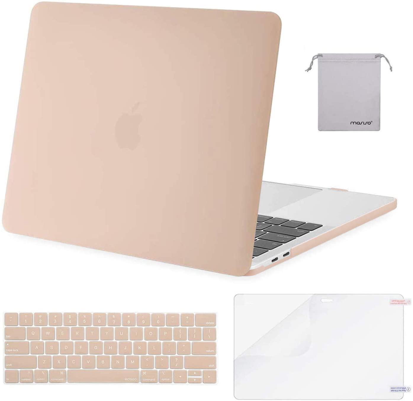 MOSISO Compatible with MacBook Pro 13 inch Case 2020-2016 Release A2338 M1 A2289 A2251 A2159 A1989 A1706 A1708, Plastic Hard Shell Case&Keyboard Cover Skin&Screen Protector&Storage Bag, Camel iMosiso