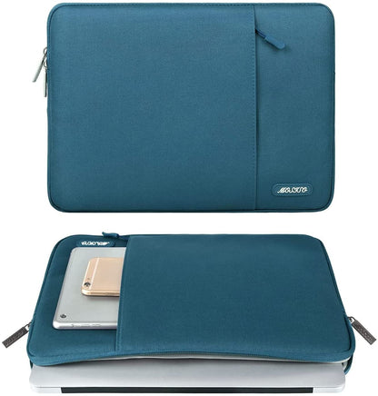 MOSISO Laptop Sleeve Bag Compatible with MacBook Air Pro 13  2020 2021 2022 Air 13 A2337 Pro 14 A2442 13 13.3 14 15 15.6 16 17 17.3 inch Notebook,Compatible with MacBook Pro 14 inch 2021 2022 M1 Pro/Max A2442,Polyester Vertical Case with Pocket, Deep Teal iMosiso