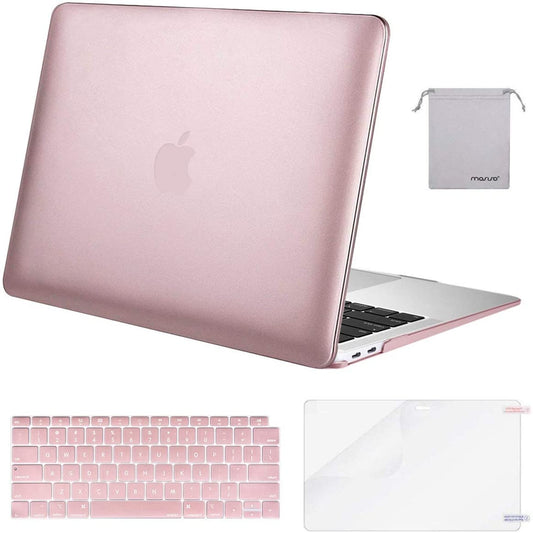 MOSISO Compatible with MacBook Air 13 inch Case 2022, 2021-2018 Release A2337 M1 A2179 A1932 Retina Display Touch ID, Plastic Hard Shell&Keyboard Cover&Screen Protector&Storage Bag, Rose Gold iMosiso