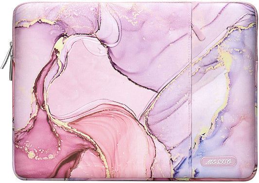 MOSISO Laptop Sleeve Compatible with MacBook Pro 14 inch 2021 M1 Pro/M1 Max A2442, Compatible with MacBook Air/Pro Retina, 13-13.3 inch Notebook, Polyester Vertical Bag with Pocket Marble MO-MBH216 iMosiso