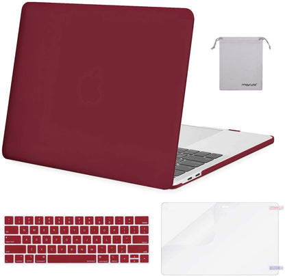 MOSISO Compatible with MacBook Pro 13 inch Case 2020-2016 Release A2338 M1 A2289 A2251 A2159 A1989 A1706 A1708, Plastic Hard Shell Case&Keyboard Cover Skin&Screen Protector&Storage Bag, Wine Red iMosiso