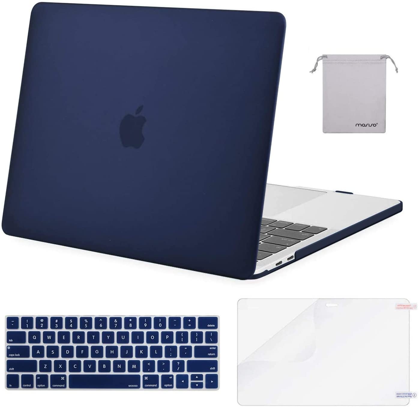 MOSISO Compatible with MacBook Pro 13 inch Case 2020-2016 Release A2338 M1 A2289 A2251 A2159 A1989 A1706 A1708, Plastic Hard Shell Case&Keyboard Cover Skin&Screen Protector&Storage Bag, Navy Blue iMosiso
