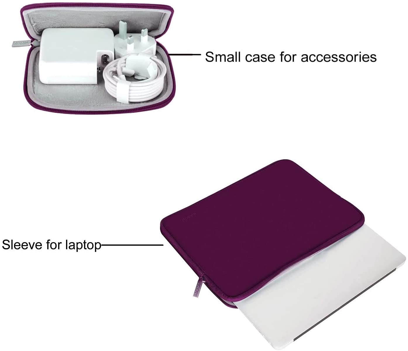 MOSISO Laptop Sleeve 11 11.6 12.3 13 13.3 14 15 15.6 16 inch Compatible with MacBook Air 13 inch A2337 M1 A2179 A1932 2022 Pro 13 A2338 M1 A2251 A2289 A2159 A1989 A1706 2021 2020 Pro 14 16 inch A2442 A2485 Neoprene Bag with Small Case, Magenta Purple iMosiso