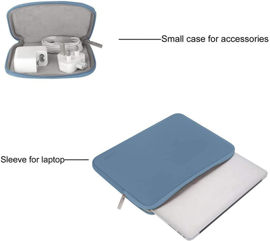 MOSISO Laptop Sleeve 11 11.6 12.3 13 13.3 14 15 15.6 16 inch Compatible with MacBook Air 13 inch A2337 M1 A2179 A1932 2022 Pro 13 A2338 M1 A2251 A2289 A2159 A1989 A1706 2021 2020 Pro 14 16 inch A2442 A2485 Neoprene Bag with Small Case, Navy Lime iMosiso