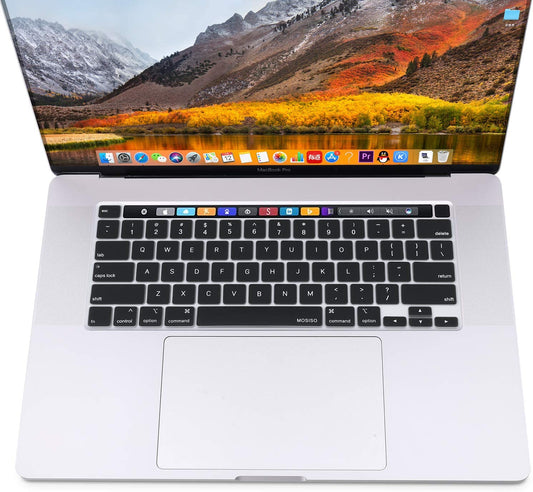 MOSISO Keyboard Cover Compatible with 2020 MacBook Pro 13 inch A2338 M1 A2289 A2251 & 2019 MacBook Pro 16 inch A2141 with Touch ID & Retina Display, Protective Silicone Skin, Black iMosiso